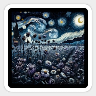 Enchanted Flower Garden Night: Aster Starry Floral Sticker